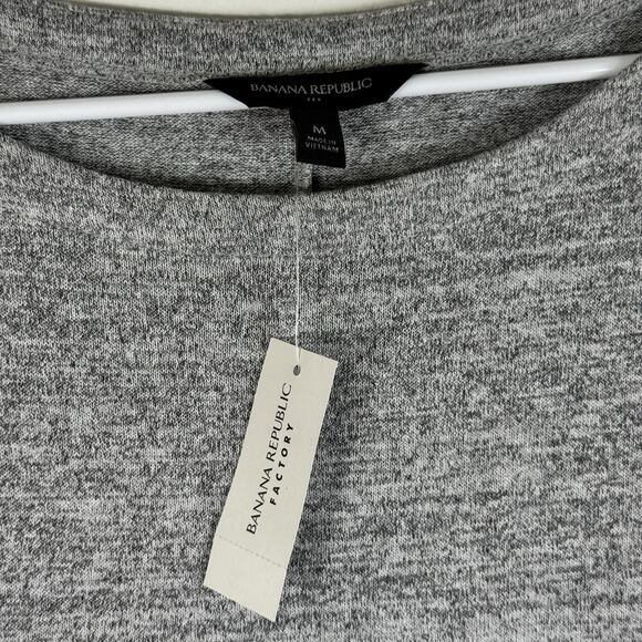 BANANA REPUBLIC Factory Women’s Grey KnitLongSleeve Top Size M Soft Pullover Zip - Picture 7 of 9